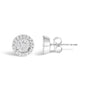 Aretes de botón redondos de racimo estilo halo con diamantes talla brillante de 1/2 ct. p.t. en oro blanco de 14K, foto 4