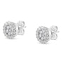 Aretes de botón redondos de racimo estilo halo con diamantes talla brillante de 1/2 ct. p.t. en oro blanco de 14K, foto 5
