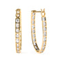 Aretes de aro en U con diamantes redondos y baguette de 1 ct. p.t. en oro amarillo de 10K, foto 2