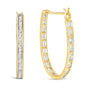 Aretes de aro en U con diamantes redondos y baguette de 1 ct. p.t. en oro amarillo de 10K, foto 5