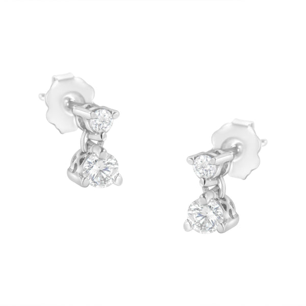 1/2 Ct. T.W. Double Diamond Dangle Stud Earrings in 14K White Gold, photo 1