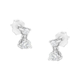 Aretes de botón colgantes con doble diamante de 1/2 ct. p.t. en oro blanco de 14K