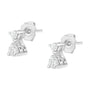 Aretes de botón colgantes con doble diamante de 1/2 ct. p.t. en oro blanco de 14K, foto 5