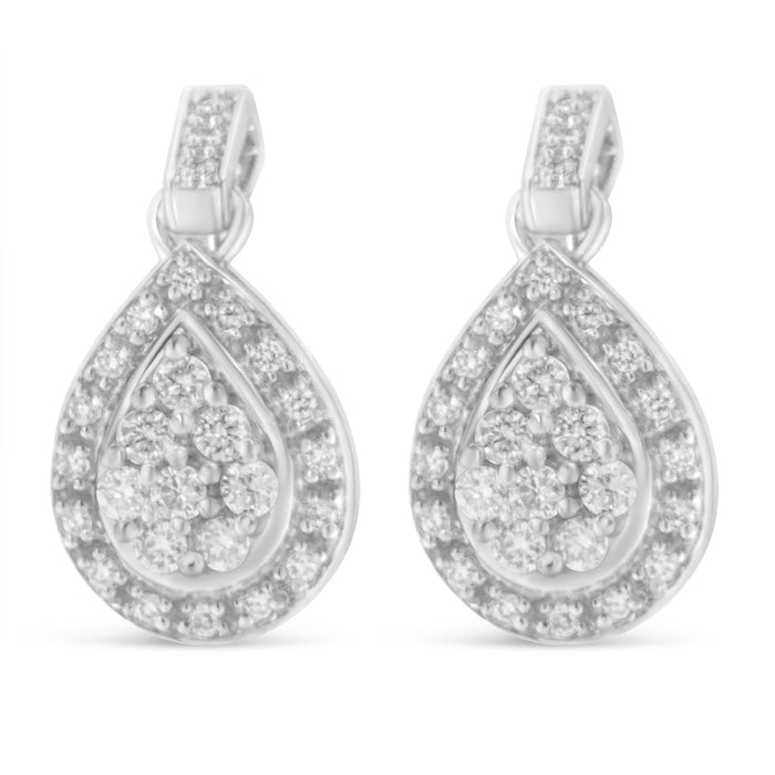 Aretes con diamantes de talla redonda de 0.75 ct. p.t. en oro blanco de 10K, foto 1