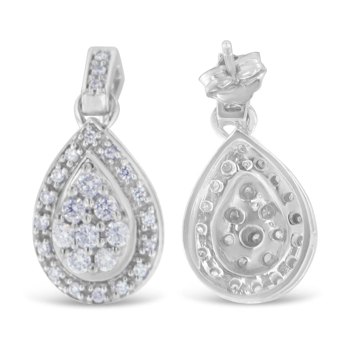 Aretes con diamantes de talla redonda de 0.75 ct. p.t. en oro blanco de 10K, foto 2