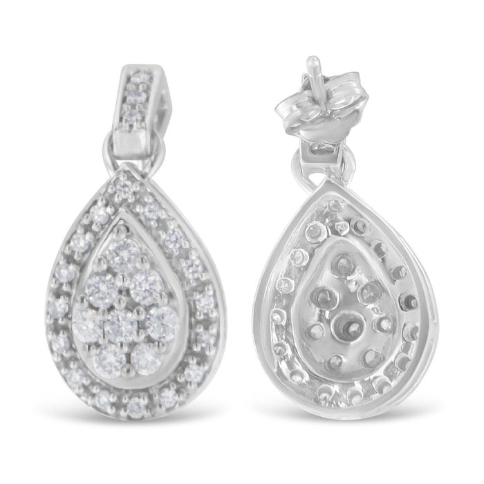 Aretes con diamantes de talla redonda de 0.75 ct. p.t. en oro blanco de 10K, foto 3