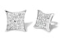 3/4 Ct. T.W. Diamond Composite Curved Square Stud Earrings in Sterling Silver, photo 2