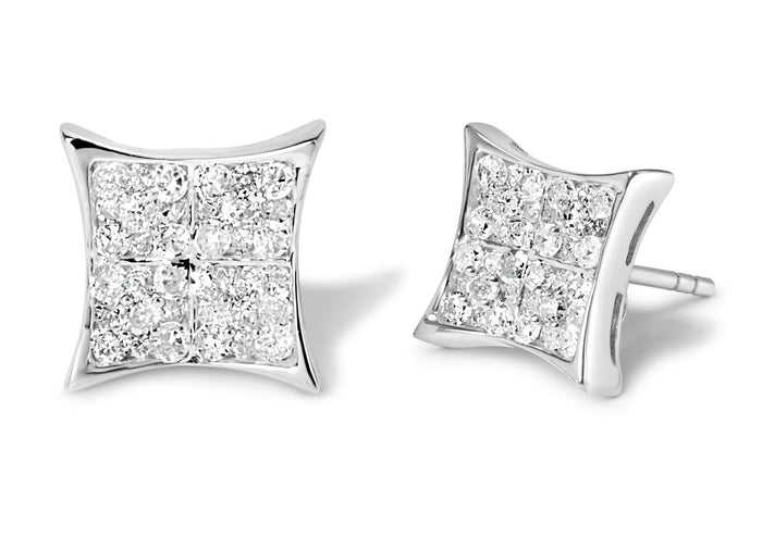3/4 Ct. T.W. Diamond Composite Curved Square Stud Earrings in Sterling Silver, photo 2