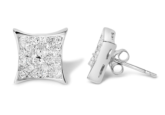 3/4 Ct. T.W. Diamond Composite Curved Square Stud Earrings in Sterling Silver, photo 4