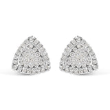 Aretes de botón en forma de trillón con diamantes de 1/2 ct. p.t. en oro blanco de 14K