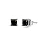 Aretes de botón clásicos de 4 garras con diamantes negros tratados talla princesa de 0.5 a 0.75 ct. p.t. en oro blanco de 14K, foto 2
