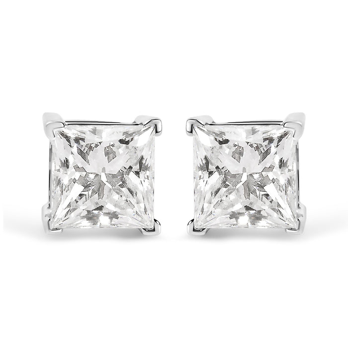 1 1/2 Ct. T.W. Clarity Enhanced Princess-Cut Diamond Solitaire Stud Earrings in 14K White Gold, photo 1