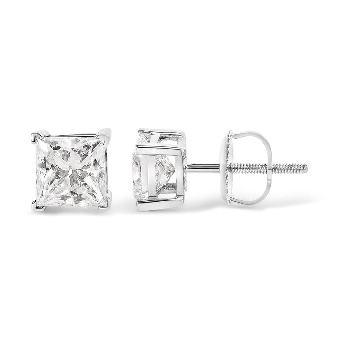1 1/2 Ct. T.W. Clarity Enhanced Princess-Cut Diamond Solitaire Stud Earrings in 14K White Gold, photo 4