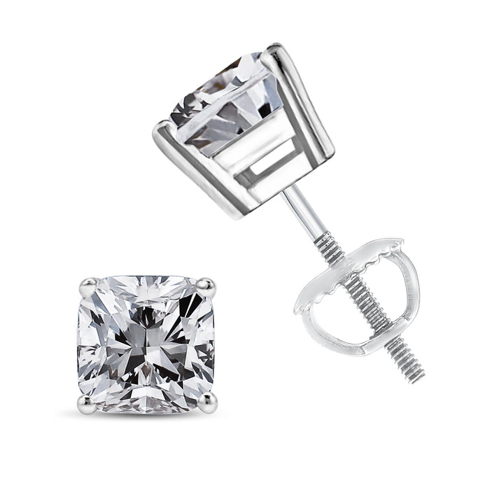 1 1/2 Ct. T.W. Clarity Enhanced Princess-Cut Diamond Solitaire Stud Earrings in 14K White Gold, photo 5