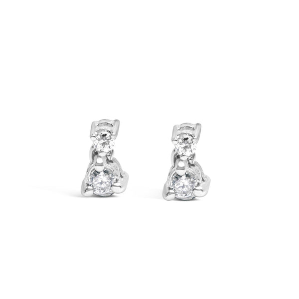 1/4 Ct. T.W. Double Diamond Drop and Dangle Stud Earrings in 14K White Gold, photo 1