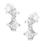 Aretes de botón dobles con diamantes talla princesa de 3/4 ct. p.t. en oro blanco de 14K, foto 1