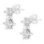 Aretes de botón dobles con diamantes talla princesa de 3/4 ct. p.t. en oro blanco de 14K, foto 4