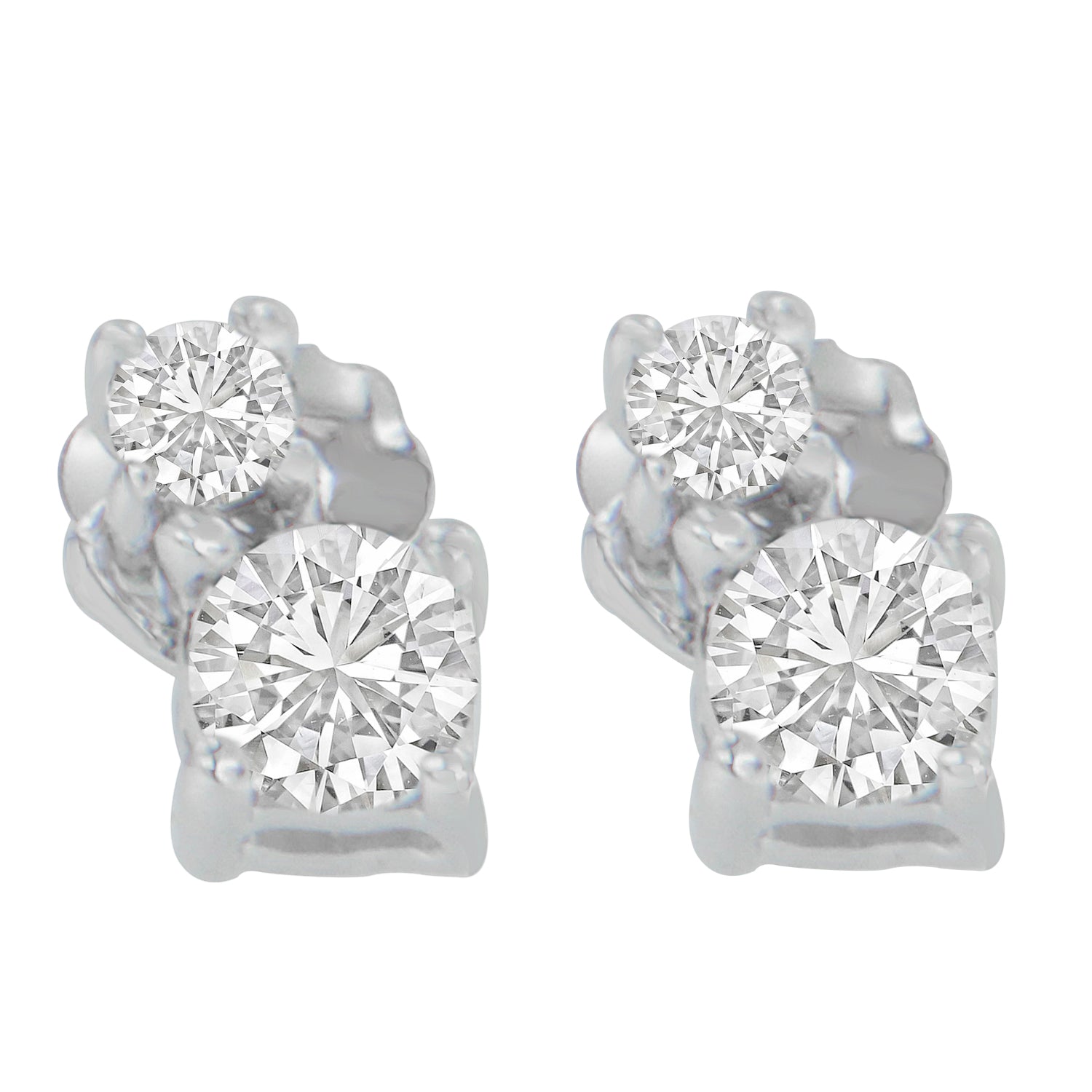 Aretes colgantes con diamantes redondos de 1/2 ct. p.t. en oro blanco de 14K, foto 1