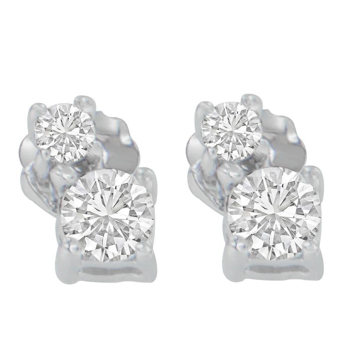 Aretes colgantes con diamantes redondos de 1/2 ct. p.t. en oro blanco de 14K, foto 1