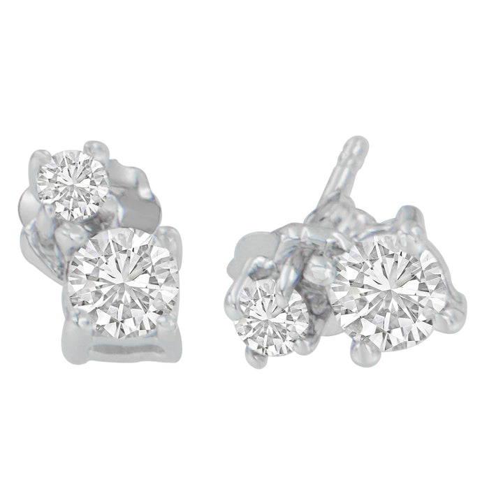 Aretes colgantes con diamantes redondos de 1/2 ct. p.t. en oro blanco de 14K, foto 2