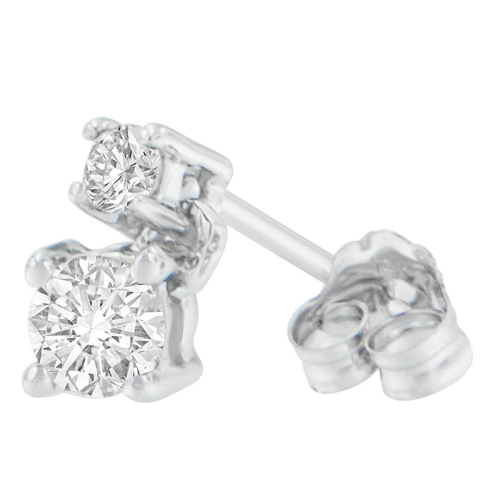 Aretes colgantes con diamantes redondos de 1/2 ct. p.t. en oro blanco de 14K, foto 3