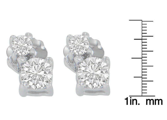 Aretes colgantes con diamantes redondos de 1/2 ct. p.t. en oro blanco de 14K, foto 4