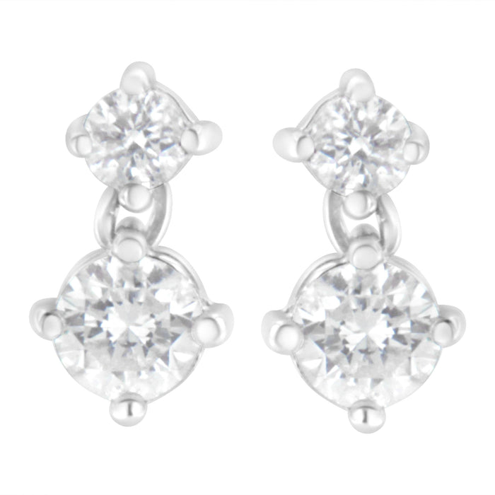1 Ct. T.W. Double Diamond Stud Earrings in 14K White Gold, photo 4
