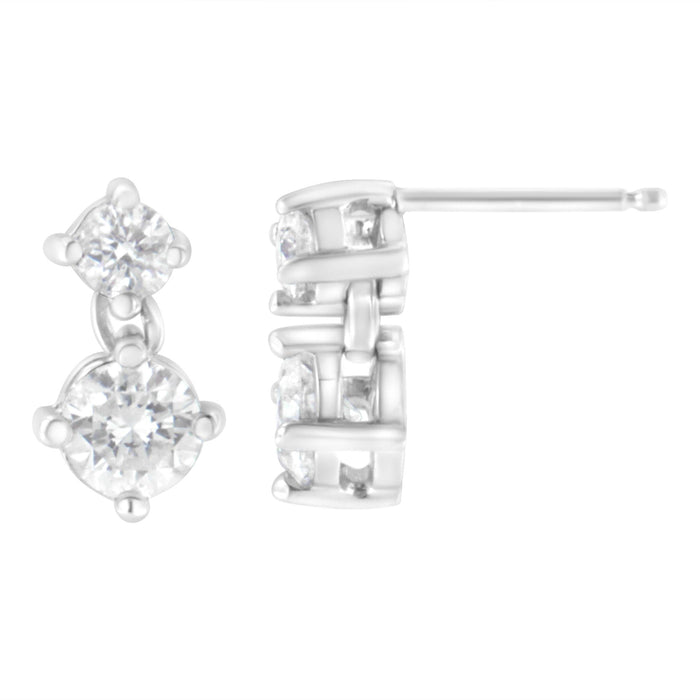 1 Ct. T.W. Double Diamond Stud Earrings in 14K White Gold, photo 2