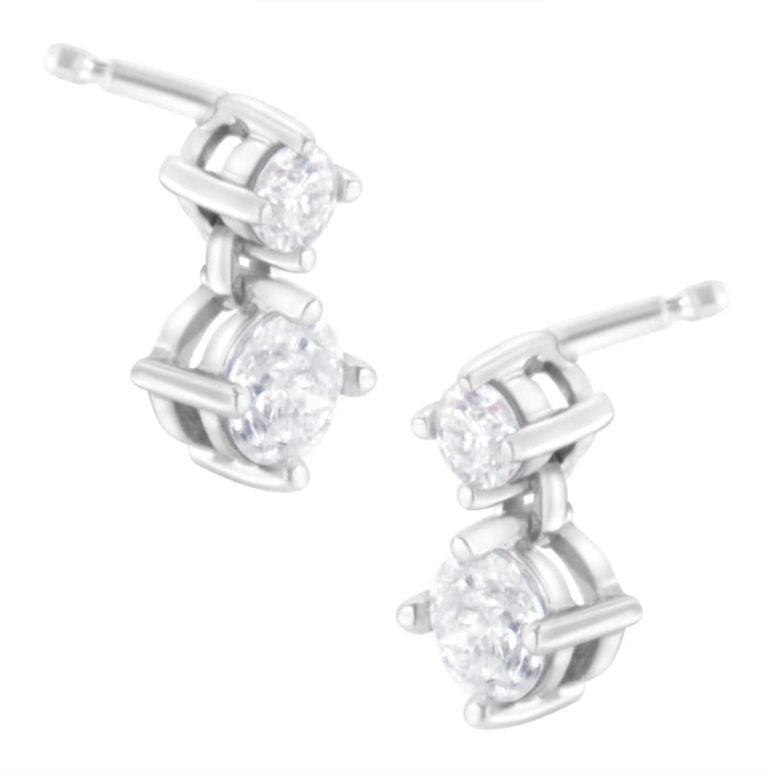 1 Ct. T.W. Double Diamond Stud Earrings in 14K White Gold, photo 1
