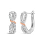 Aretes de aro de infinito y cinta con diamantes de 1/3 ct. p.t. en oro blanco y rosa de 10K, foto 1
