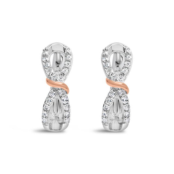 1/3 Ct. T.W. Diamond Infinite and Ribbon Hoop Earrings in 10K White and Rose Gold, photo 2