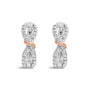 Aretes de aro de infinito y cinta con diamantes de 1/3 ct. p.t. en oro blanco y rosa de 10K, foto 2