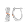 Aretes de aro de infinito y cinta con diamantes de 1/3 ct. p.t. en oro blanco y rosa de 10K, foto 4