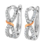 Aretes de aro de infinito y cinta con diamantes de 1/3 ct. p.t. en oro blanco y rosa de 10K, foto 5