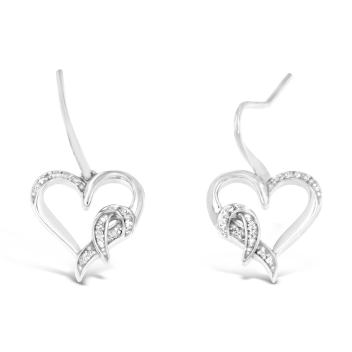 0.09 Ct. T.W. Round-Cut Diamond Heart Dangle Earrings in Sterling Silver, photo 1