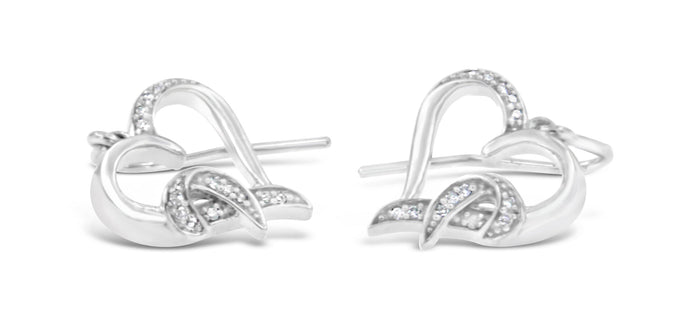 0.09 Ct. T.W. Round-Cut Diamond Heart Dangle Earrings in Sterling Silver, photo 2