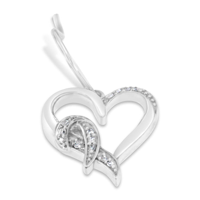0.09 Ct. T.W. Round-Cut Diamond Heart Dangle Earrings in Sterling Silver, photo 3