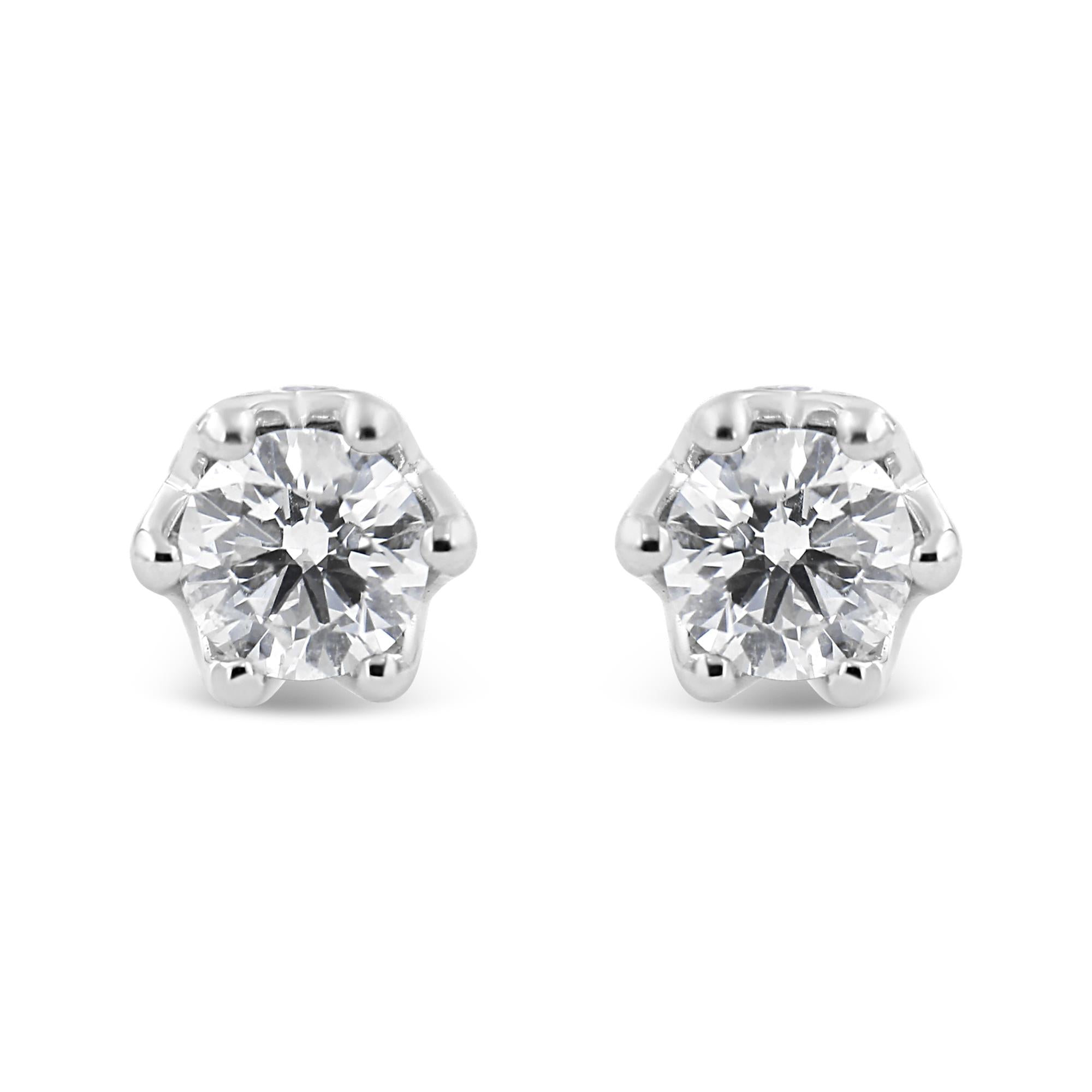 Aretes de botón de corona con diamantes redondos de 1/2 ct. p.t. en oro de 14K, foto 2