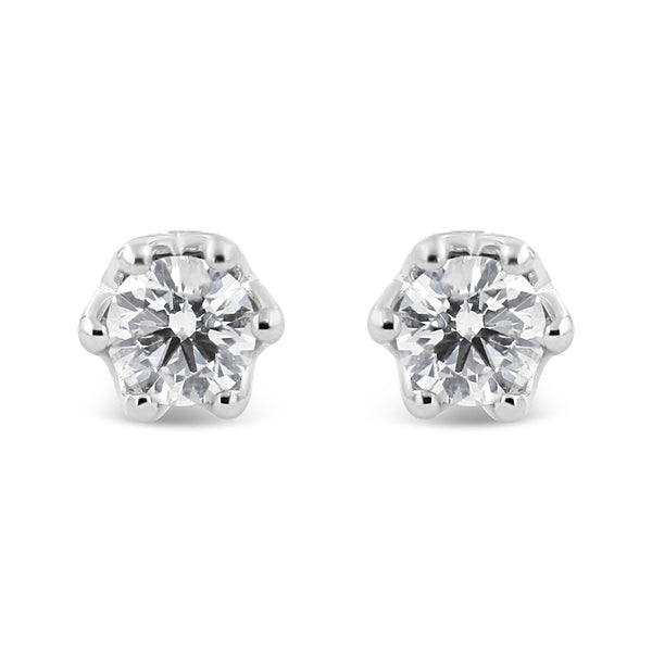 1/2 Ct. T.W. Round Diamond Crown Stud Earrings in 14K Gold, photo 2