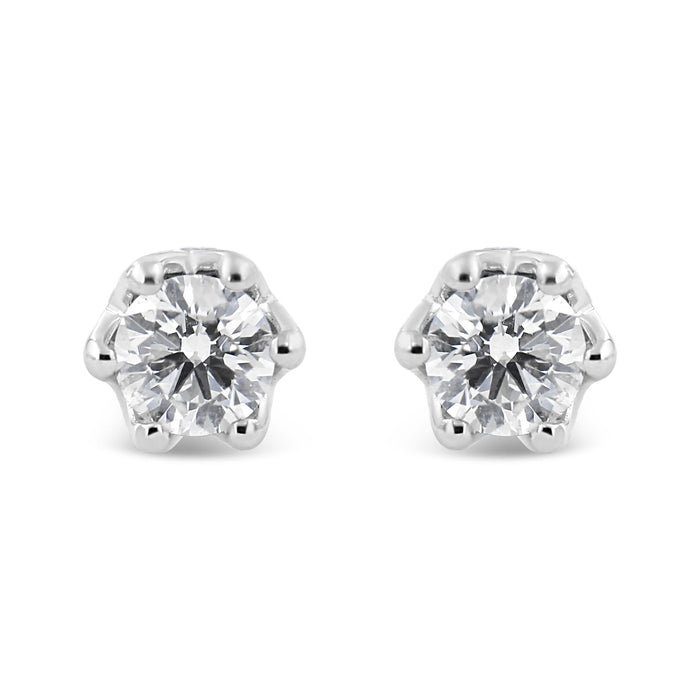 Aretes de botón de corona con diamantes redondos de 1/2 ct. p.t. en oro de 14K, foto 2