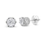 Aretes de botón de corona de garras con diamantes de talla redonda de 1 ct. p.t. en oro blanco de 14K, foto 2