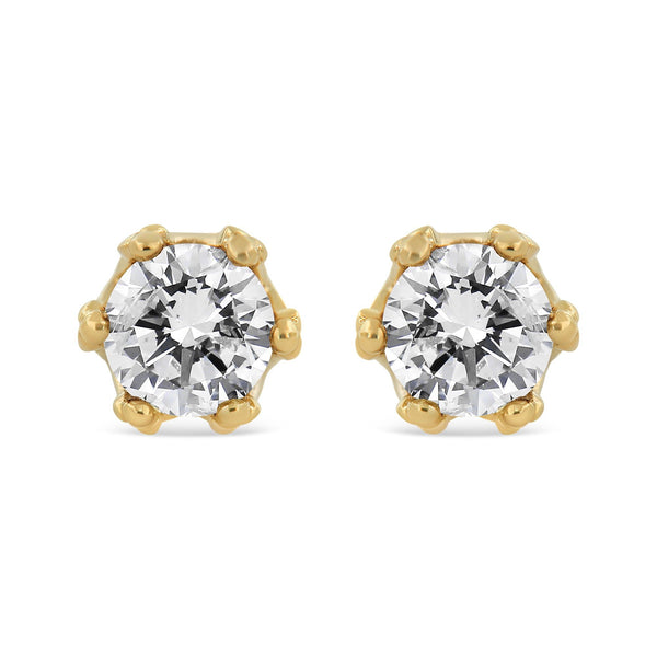 1/2 Ct. T.W. Round Diamond Crown Stud Earrings in 14K Gold, photo 1
