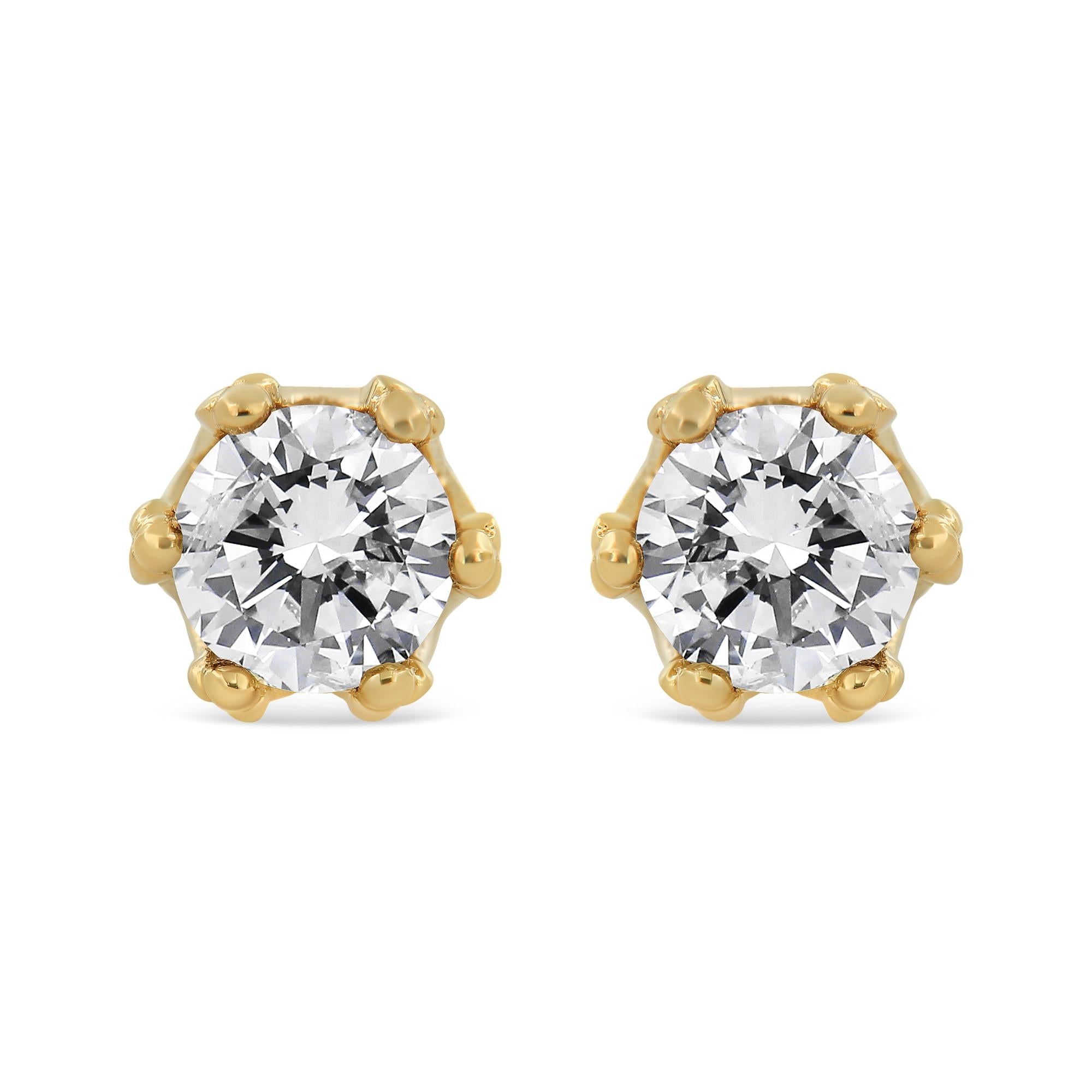 2 Ct. T.W. Round Diamond Crown Stud Earrings in 14K Yellow Gold, photo 1
