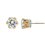 Aretes de botón de corona con diamantes redondos de 1/2 ct. p.t. en oro de 14K, foto 7