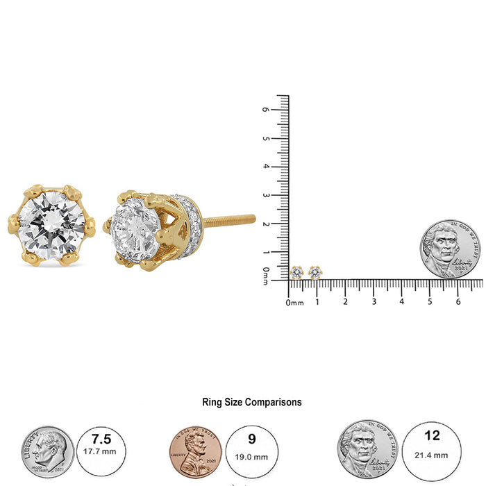 2 Ct. T.W. Round Diamond Crown Stud Earrings in 14K Yellow Gold, photo 5