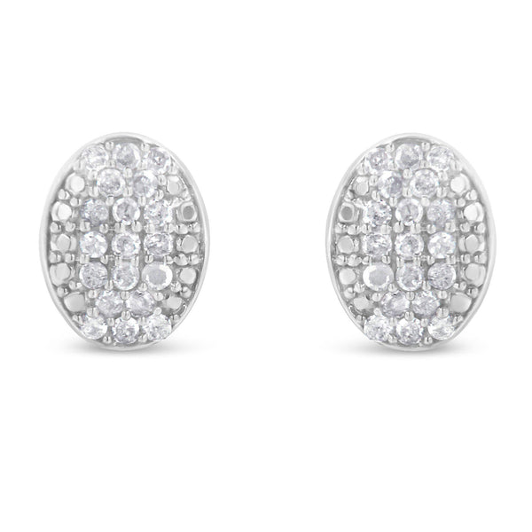 Aretes de racimo ovalado con diamantes redondos de 1/2 ct. p.t. en plata de ley, foto 1