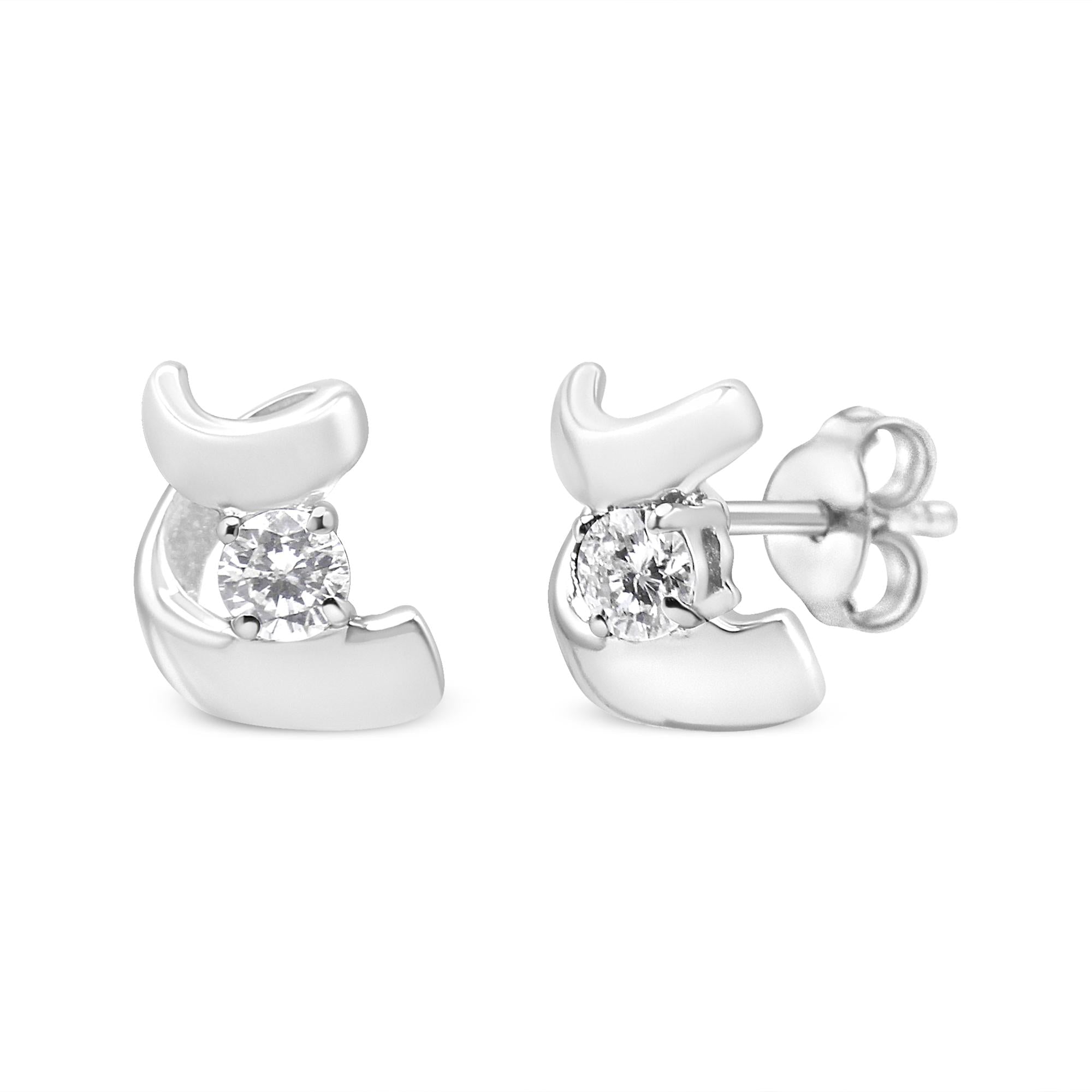 0.10 Ct. T.W. Round-Cut Diamond Earrings in Sterling Silver, photo 1