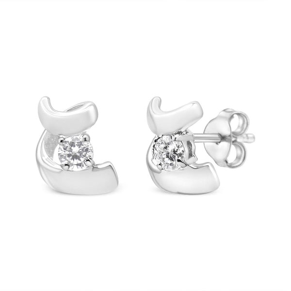 Aretes con diamantes redondos de 0.10 ct. p.t. en plata de ley, foto 1