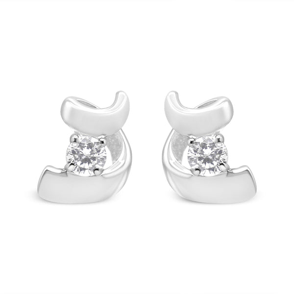 Aretes con diamantes redondos de 0.10 ct. p.t. en plata de ley, foto 2