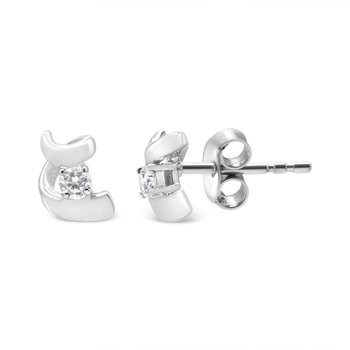 1/10 Ct. T.W. Round Brilliant-Cut Diamond Espira Swirls Solitaire Push Back Stud Earrings in 10K Gold, photo 8